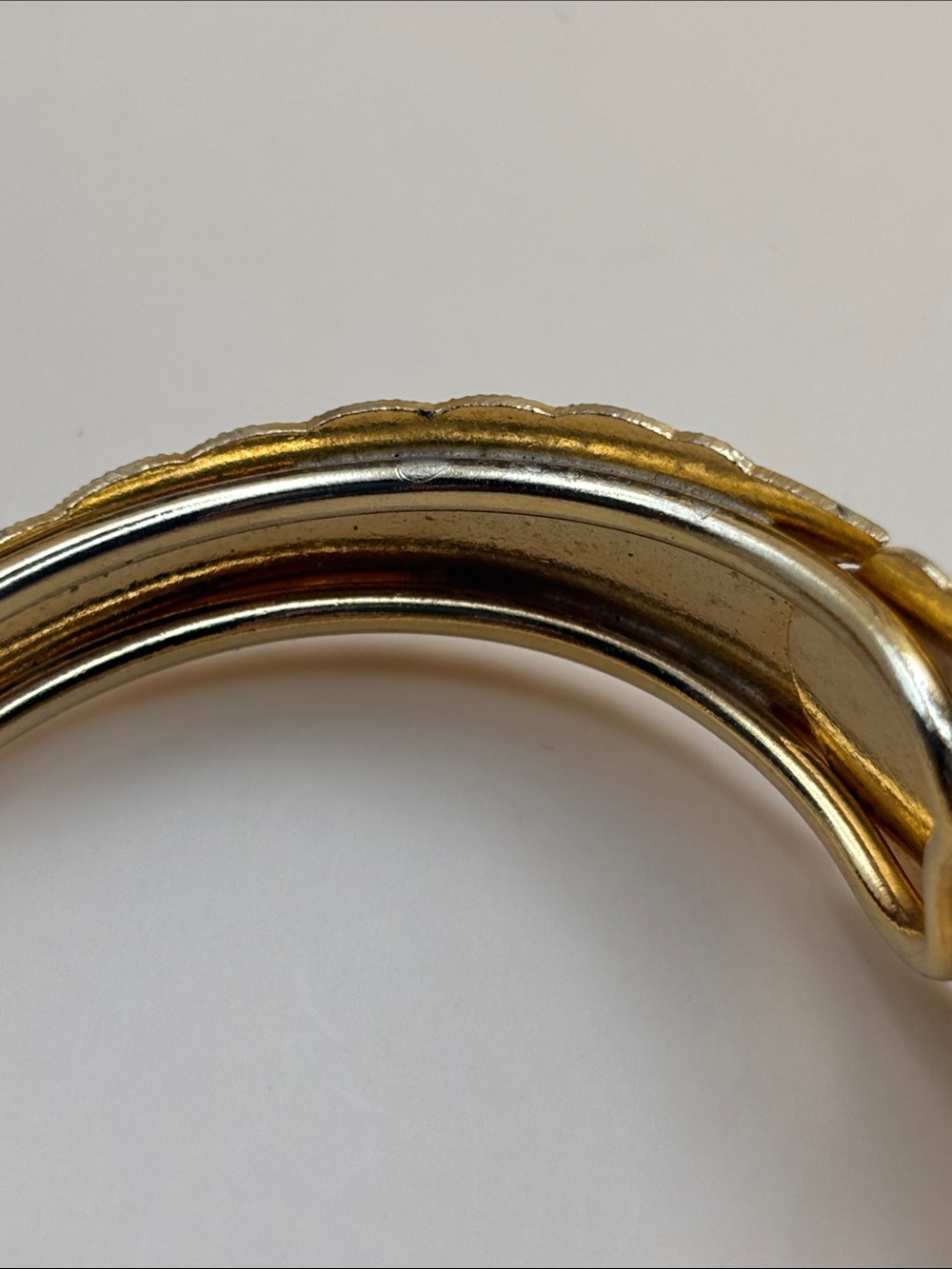 Gold-Tone Floral Cloisonné Hinged Bracelet in Brown Pink and Green - Picture 15 of 17